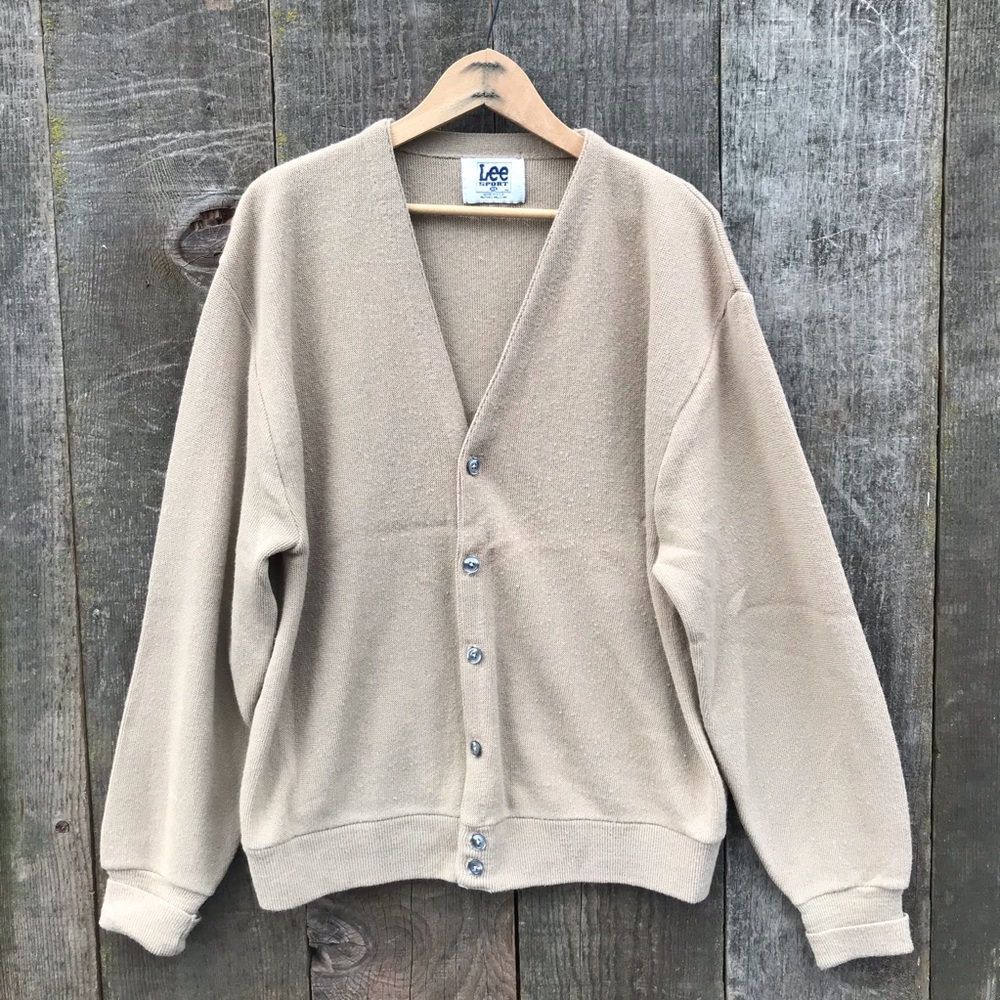 Vintage 90s Lee Sport Nutmeg Mills Grandpa Grunge Cardigan Size XL
